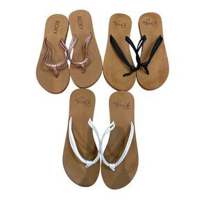 Bundle of 3 Big Girl's Roxy Flip Flops, size 5
